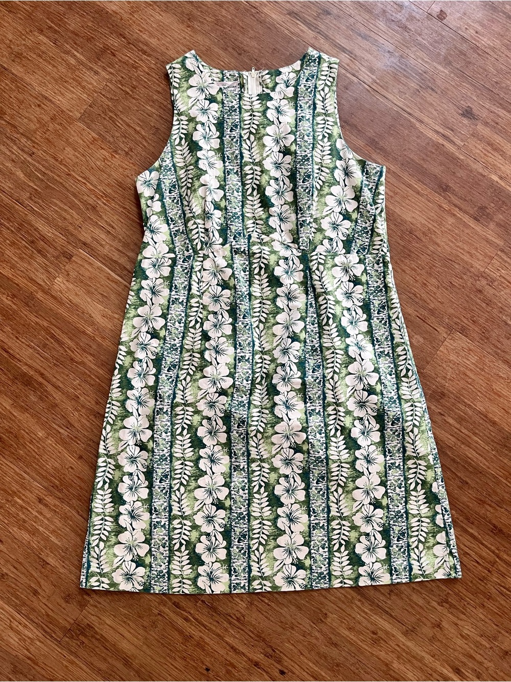 Vintage Hawaiian Originals Floral Dress Sz 16 | Green Tropical Cotton Shift